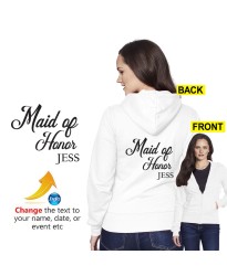 Maid Of Honor Custom Name Bridal Party Personalised Printed Adult Unisex Hooded Sweatshirt